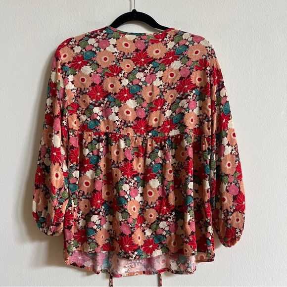 Savanna Jane Blouse with Embroidered Floral Peasant Style - Size Small - Picture 2 of 2